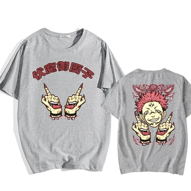 Ryomen Sukuna Printed T-shirt - Jujutsu Kaisen Graphic Tee - Gray / 4XL - T-Shirts - Shirts & Tops - 4 - 2024
