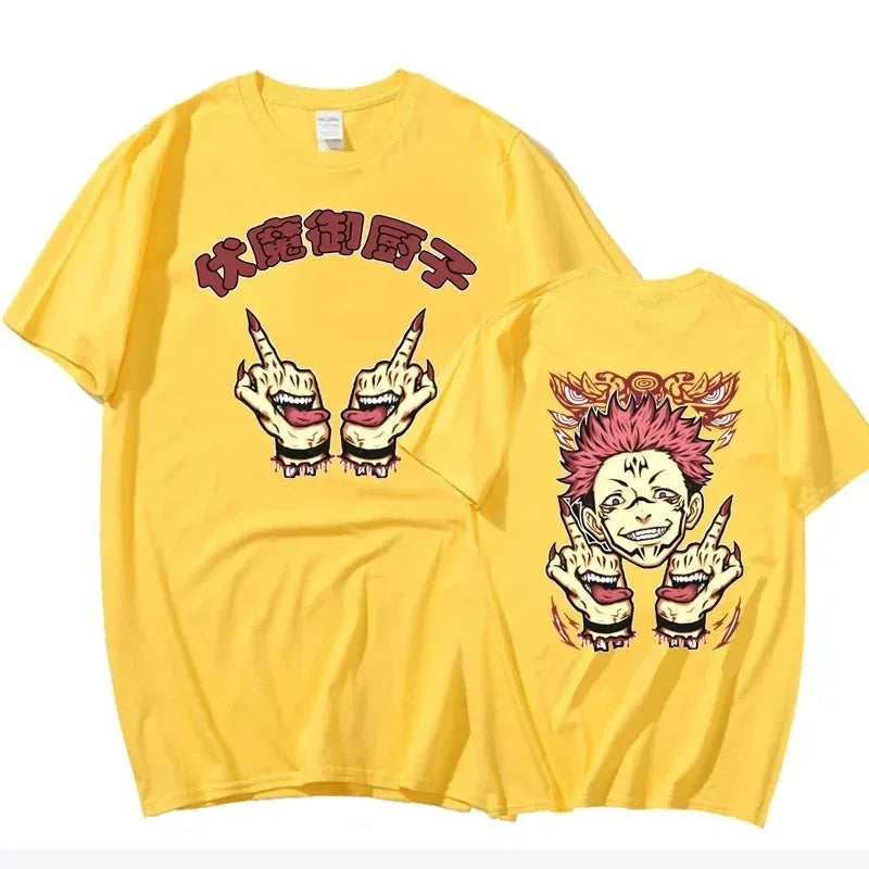 Ryomen Sukuna Printed T-shirt - Jujutsu Kaisen Graphic Tee - Yellow / 4XL - T-Shirts - Shirts & Tops - 8 - 2024