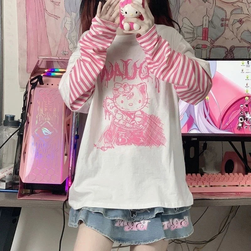 Sanrio Hello Kitty Long Sleeve T-shirt - T-Shirts - Shirts & Tops - 4 - 2024