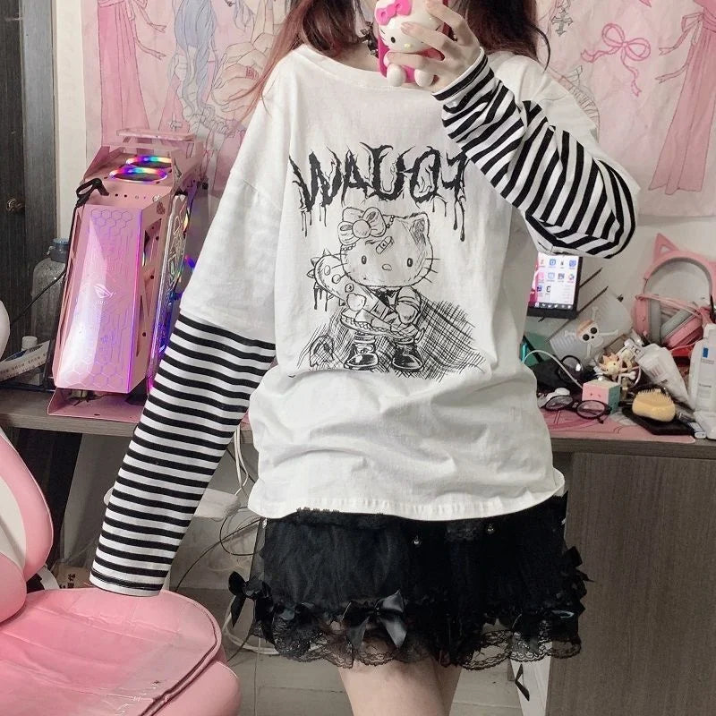 Sanrio Hello Kitty Long Sleeve T-shirt - T-Shirts - Shirts & Tops - 6 - 2024