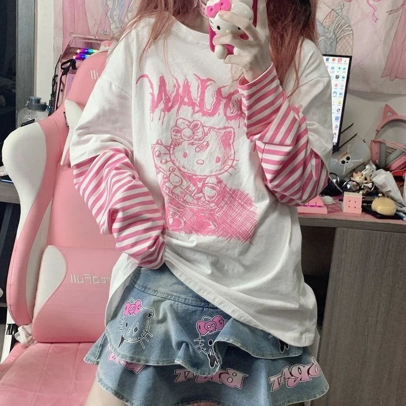 Sanrio Hello Kitty Long Sleeve T-shirt - Pink / M - T-Shirts - Shirts & Tops - 7 - 2024