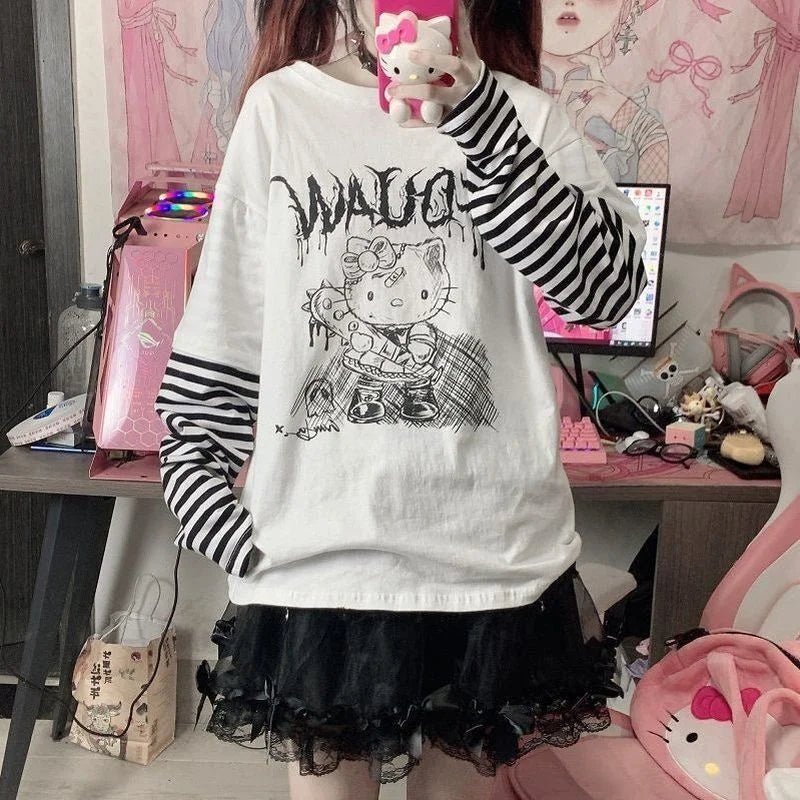 Sanrio Hello Kitty Long Sleeve T-shirt - Black / S - T-Shirts - Shirts & Tops - 3 - 2024