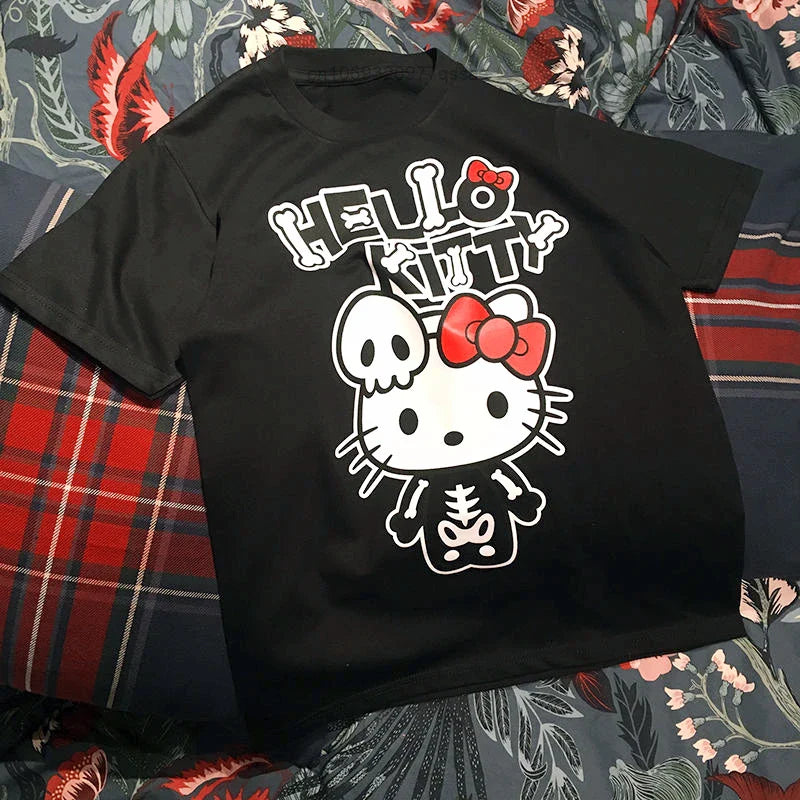 Sanrio Hello Kitty T-shirt - Hip-hop Skeleton Tee - Black / M - T-Shirts - Shirts & Tops - 7 - 2024