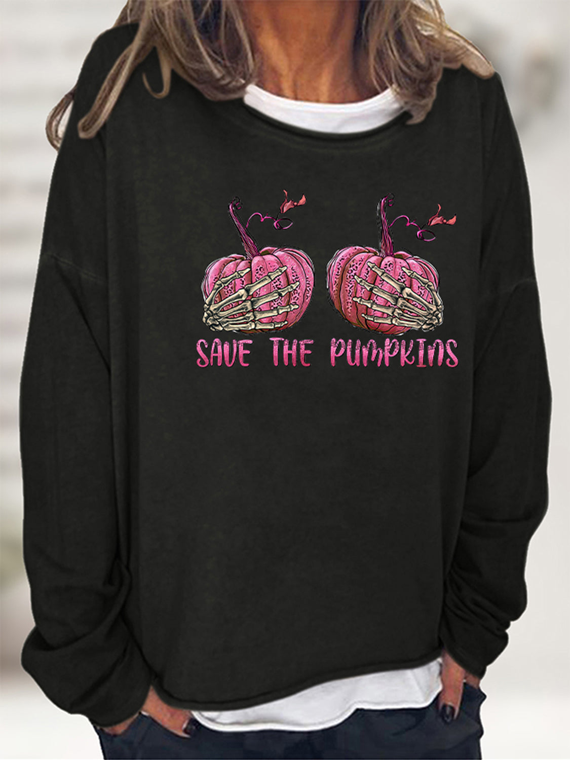 SAVE THE PUMPKIN Graphic Full Size Sweatshirt - Black / S - T-Shirts - Shirts & Tops - 4 - 2024