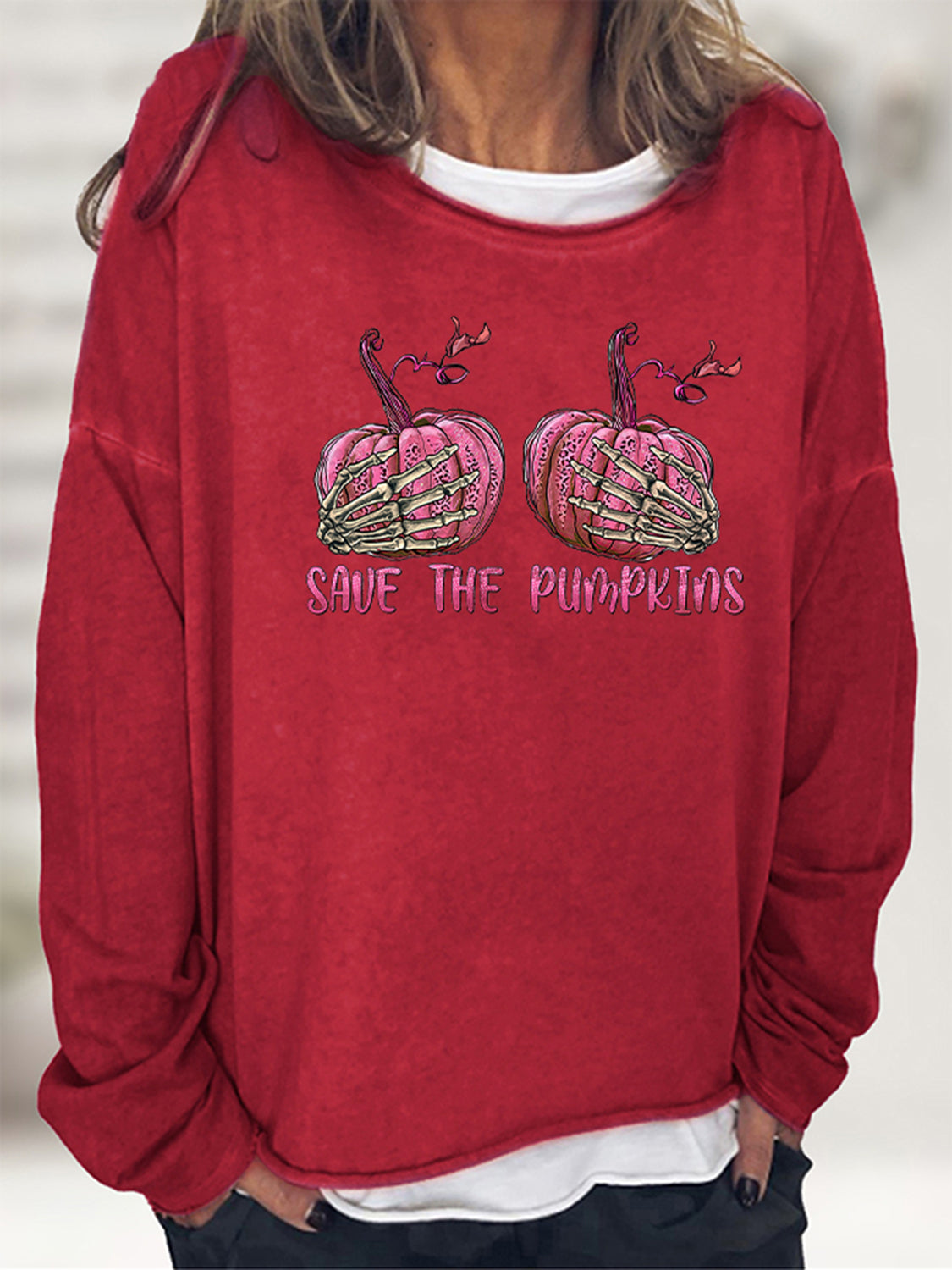 SAVE THE PUMPKIN Graphic Full Size Sweatshirt - Red / S - T-Shirts - Shirts & Tops - 13 - 2024