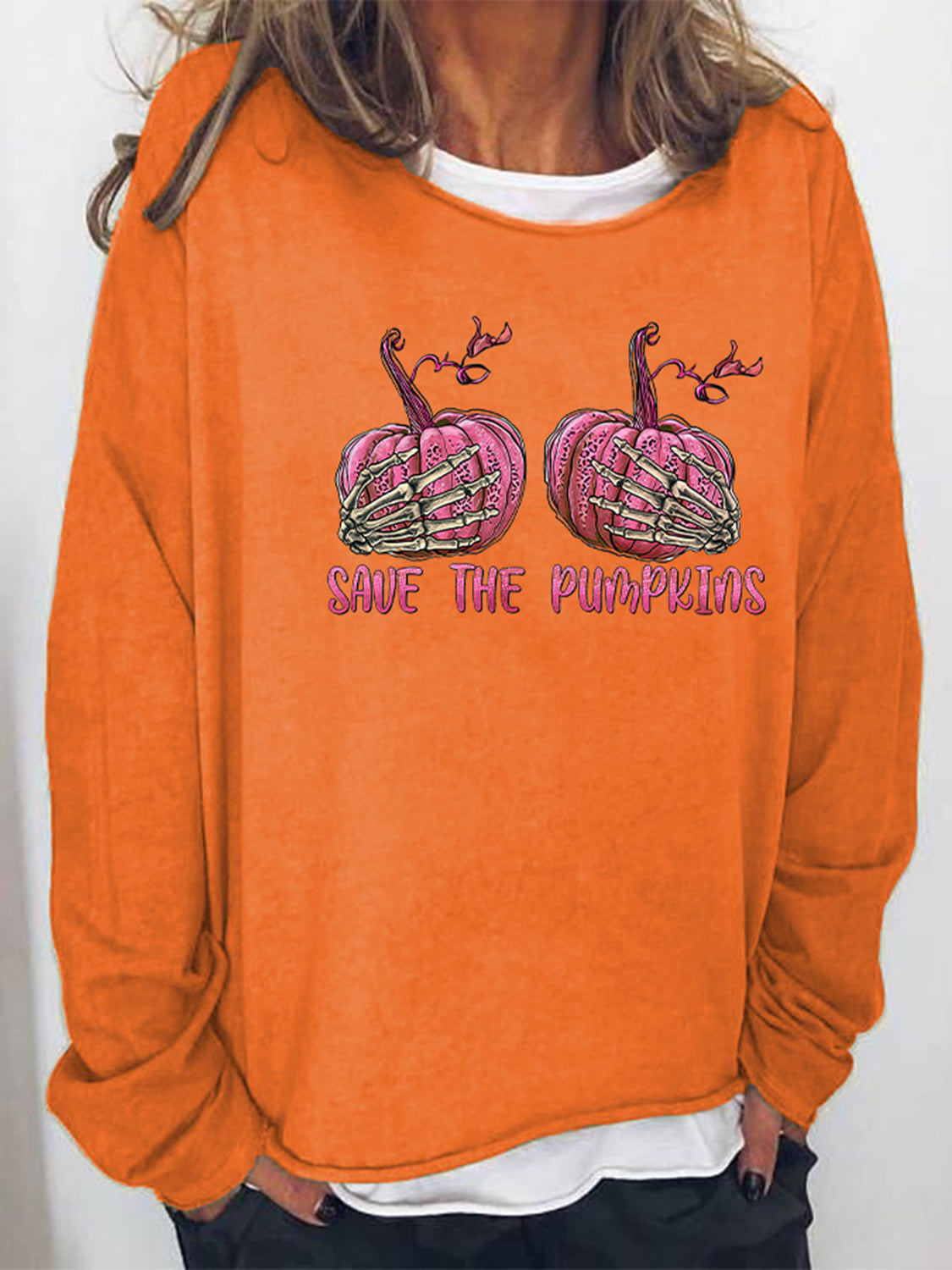 SAVE THE PUMPKIN Graphic Full Size Sweatshirt - Orange / S - T-Shirts - Shirts & Tops - 1 - 2024
