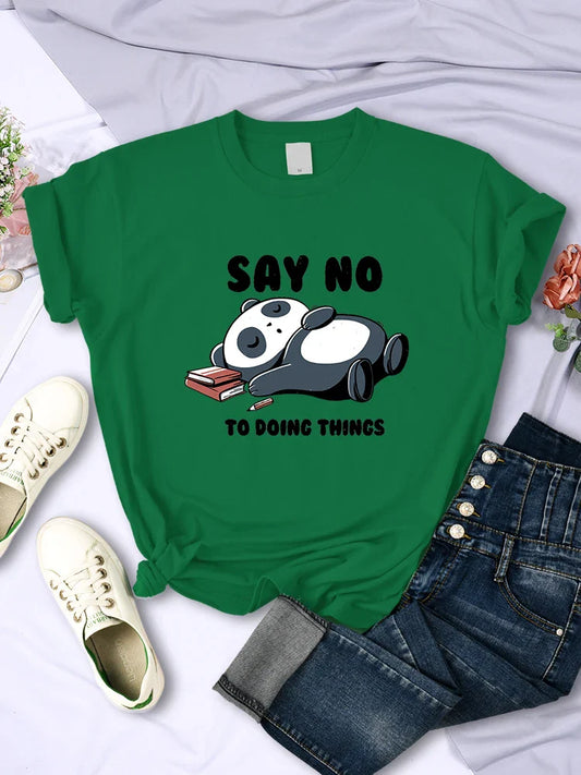 ’Say No To Doing Thing’ Sleeping Panda T-Shirts - Green / XL - T-Shirts - Shirts & Tops - 7 - 2024