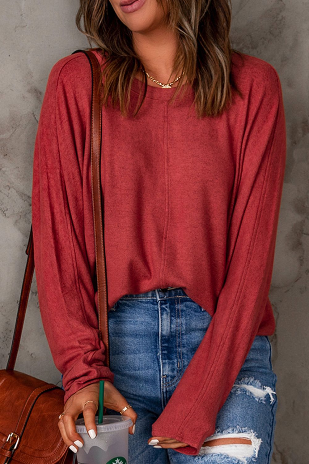 Seam Detail Round Neck Long Sleeve Top - T-Shirts - Shirts & Tops - 11 - 2024