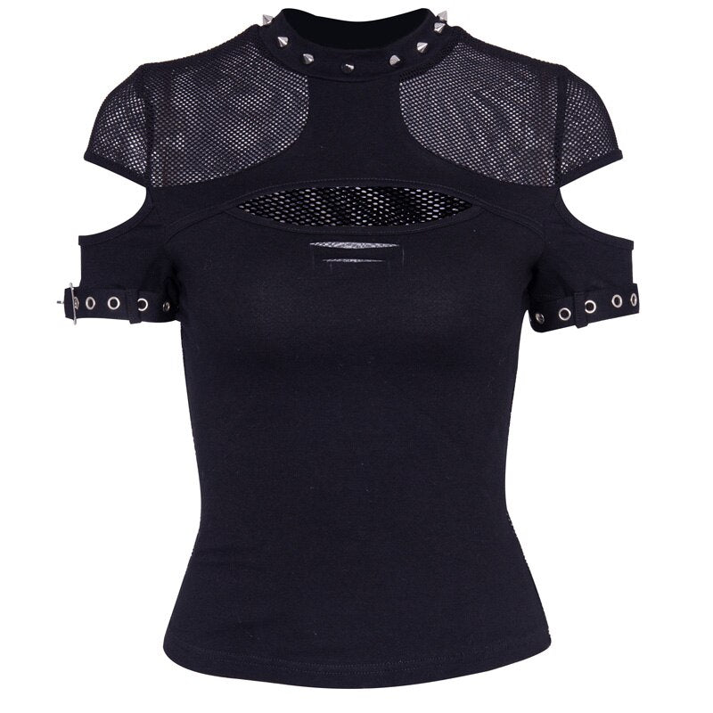 Sexy Hollow Open Chest Rivet T - T-Shirts - Shirts & Tops - 5 - 2024