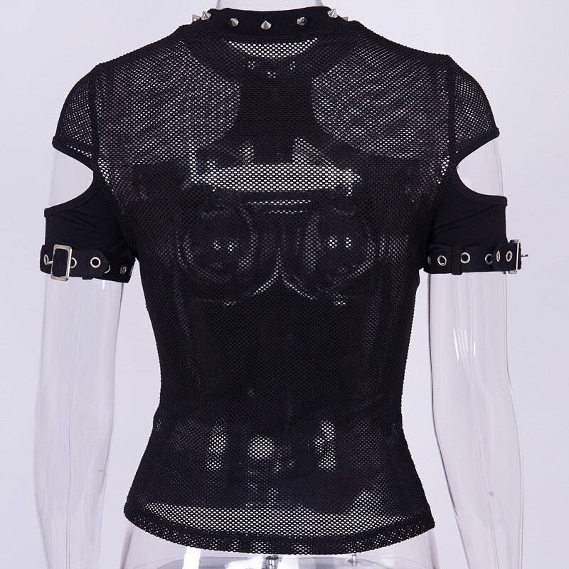 Sexy Hollow Open Chest Rivet T - T-Shirts - Shirts & Tops - 13 - 2024