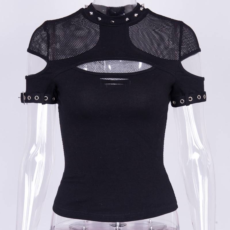 Sexy Hollow Open Chest Rivet T - T-Shirts - Shirts & Tops - 11 - 2024