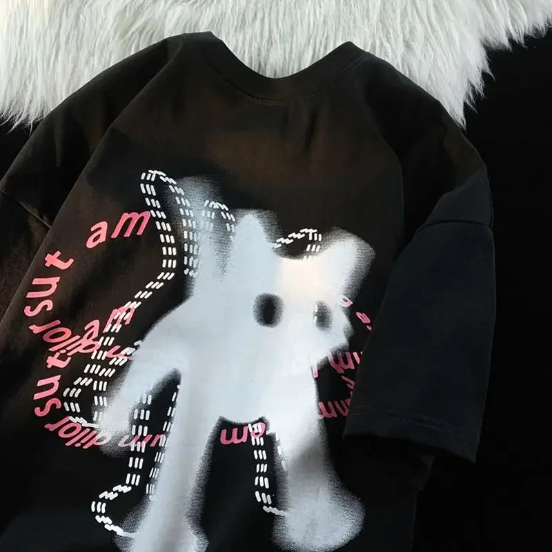 Shadow Feline Illusion Tee – Contemporary Artistic Cat Print - T-Shirts - Shirts & Tops - 2 - 2024