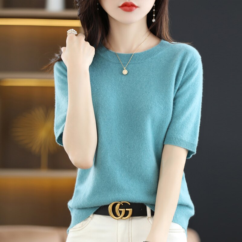 Short Sleeve Summer Sweater - Light Blue / L / Nearest Warehouse - T-Shirts - Shirts & Tops - 20 - 2024