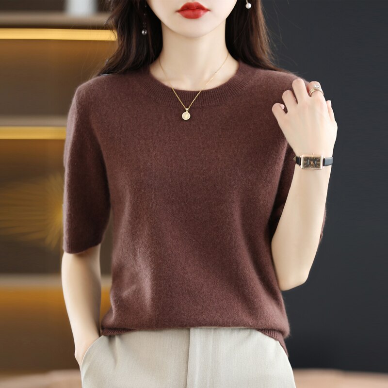 Short Sleeve Summer Sweater - Dark Brown / L / Nearest Warehouse - T-Shirts - Shirts & Tops - 24 - 2024