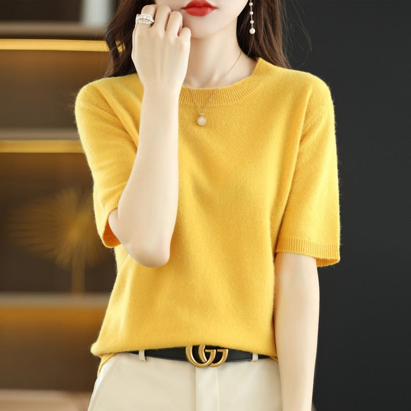 Short Sleeve Summer Sweater - Yellow / L / Nearest Warehouse - T-Shirts - Shirts & Tops - 19 - 2024