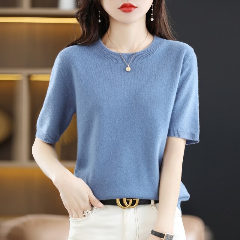 Short Sleeve Summer Sweater - Blue / L / Nearest Warehouse - T-Shirts - Shirts & Tops - 11 - 2024