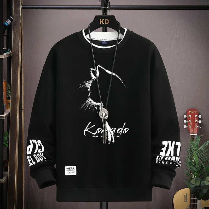 Sketch Cat Print Sweatshirt - Black / 3XL(75-85kg) - T-Shirts - Shirts & Tops - 1 - 2024