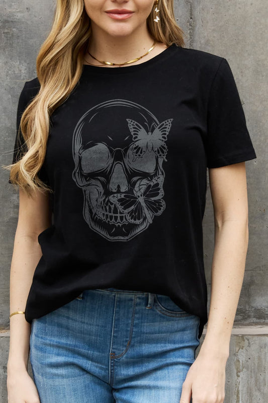 Skull Butterfly Graphic Cotton T-Shirt - Black / S - T-Shirts - Shirts & Tops - 5 - 2024
