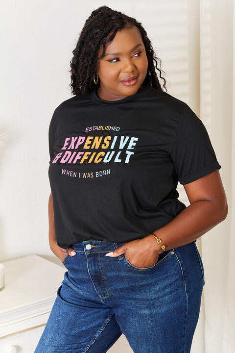 Slogan Graphic Cuffed Sleeve T-Shirt - T-Shirts - Shirts & Tops - 3 - 2024