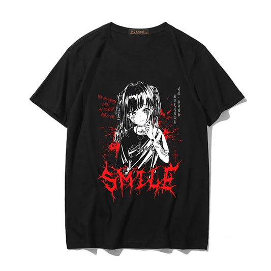 ’Smile’ Horror Manga Tee - Black / XXL - T-Shirts - Shirts & Tops - 1 - 2024