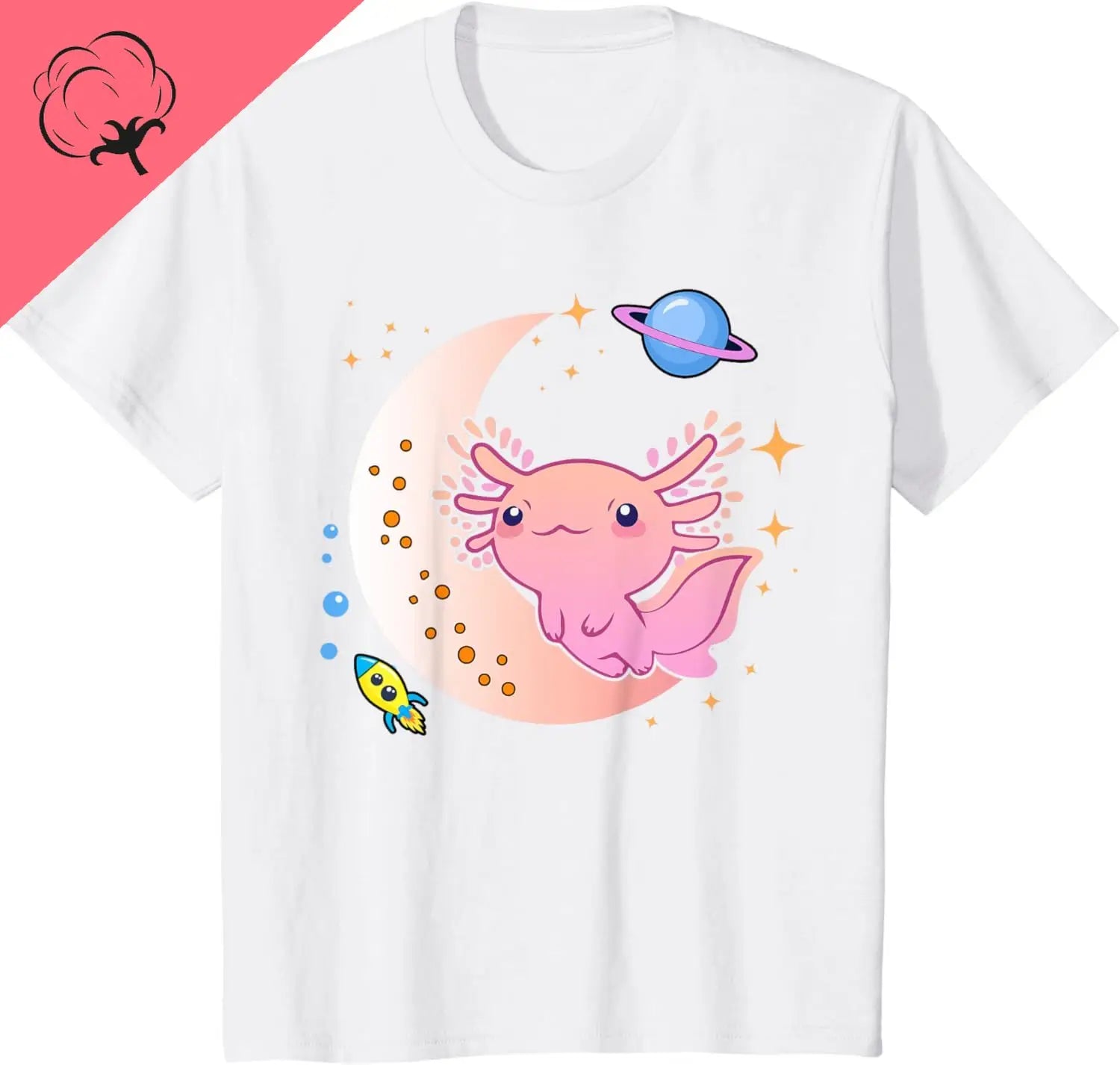 Space Axolotl Graphic Tee - Kawaii Pastel Goth T-shirt - White / XXXL - T-Shirts - Shirts & Tops - 2 - 2024
