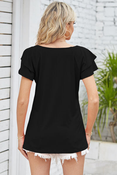 Square Neck Flutter Sleeve T-Shirt - T-Shirts - Shirts & Tops - 7 - 2024
