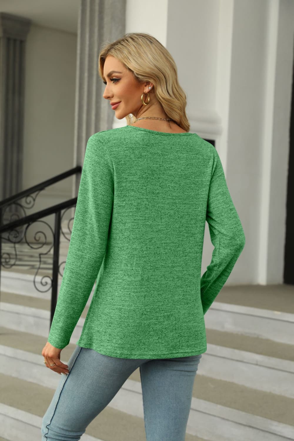 Square Neck Long Sleeve Slit T-Shirt - T-Shirts - Shirts & Tops - 9 - 2024