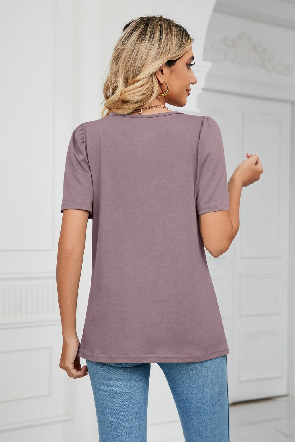 Square Neck Puff Sleeve T-Shirt - T-Shirts - Shirts & Tops - 6 - 2024