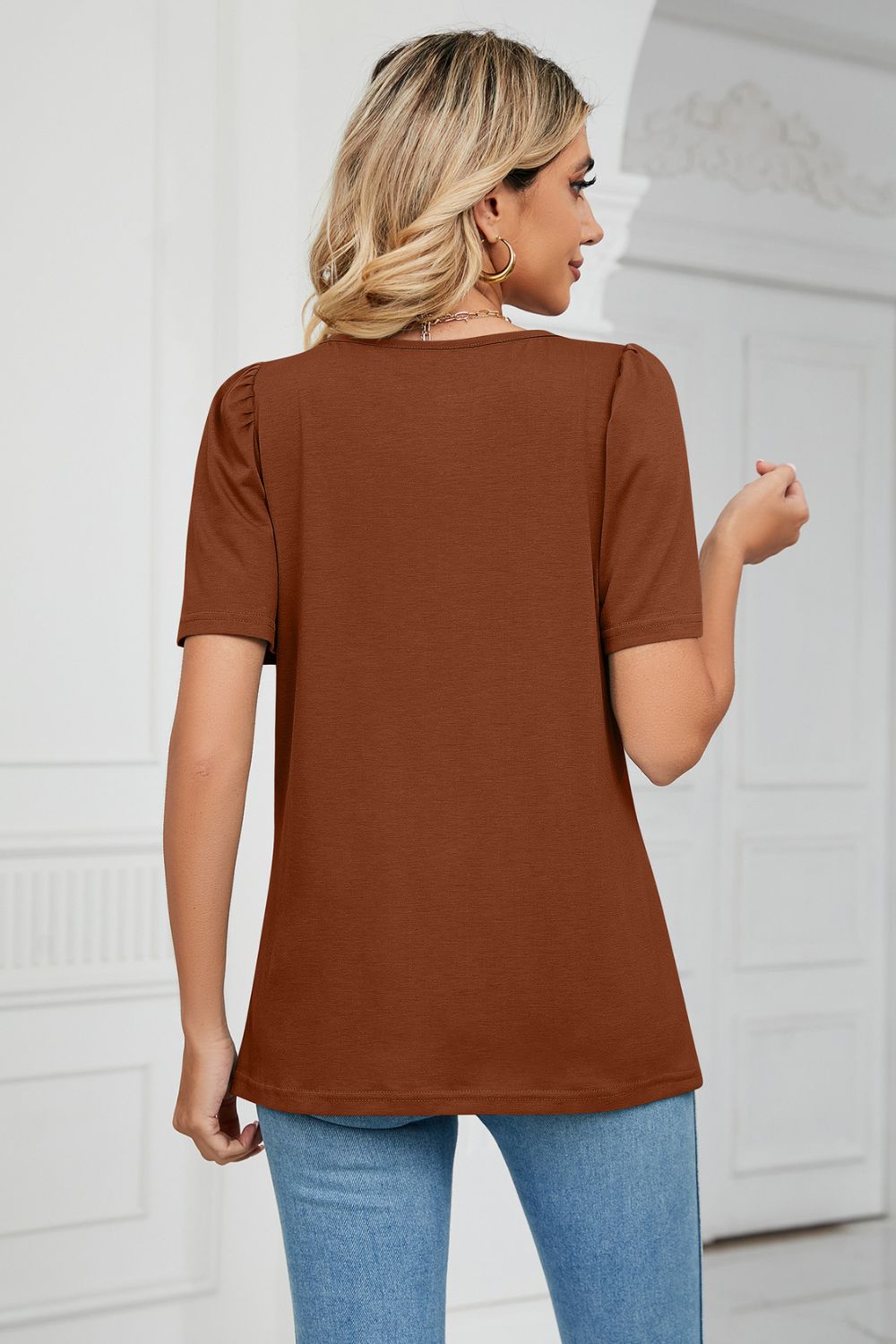 Square Neck Puff Sleeve T-Shirt - T-Shirts - Shirts & Tops - 12 - 2024