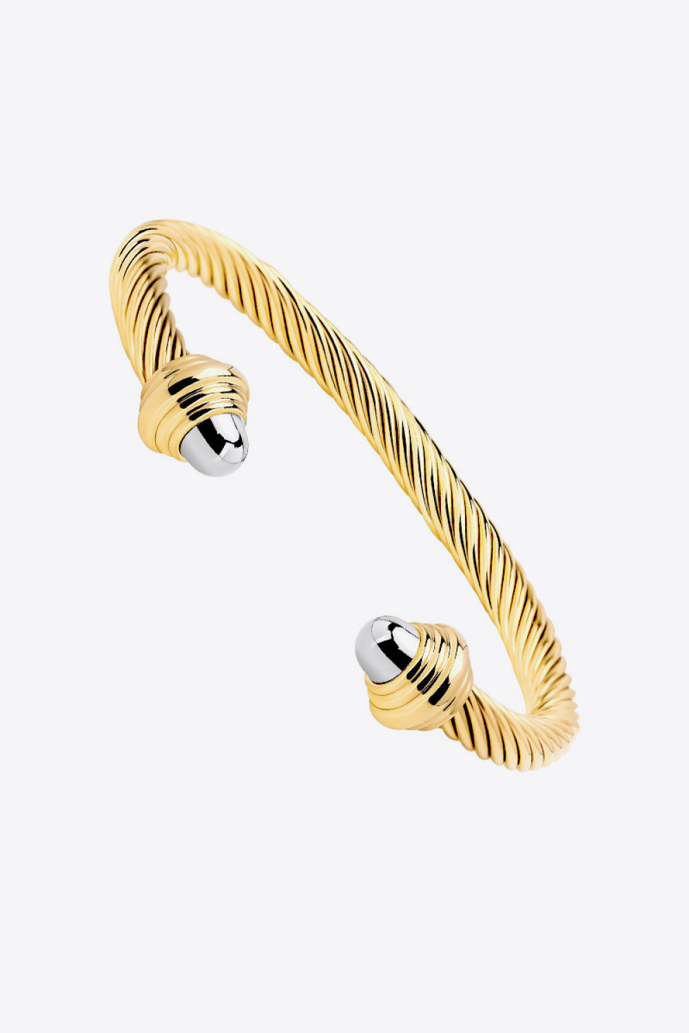 Stainless Steel Twisted Open Bracelet - Gold/Silver / One Size - T-Shirts - Bracelets - 7 - 2024
