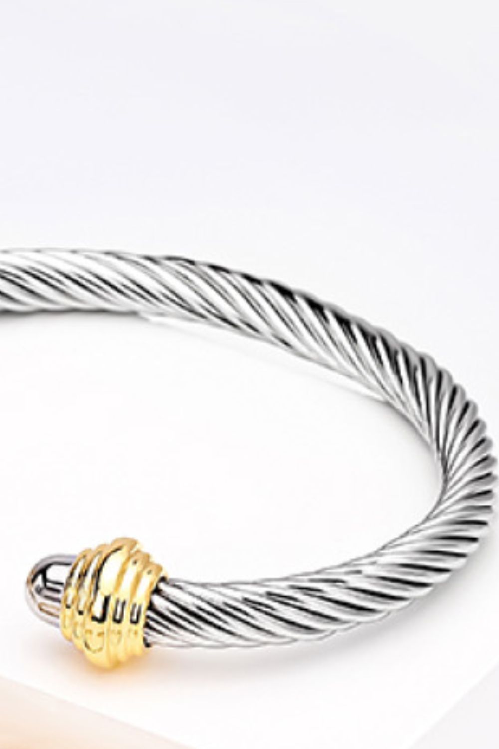 Stainless Steel Twisted Open Bracelet - T-Shirts - Bracelets - 6 - 2024