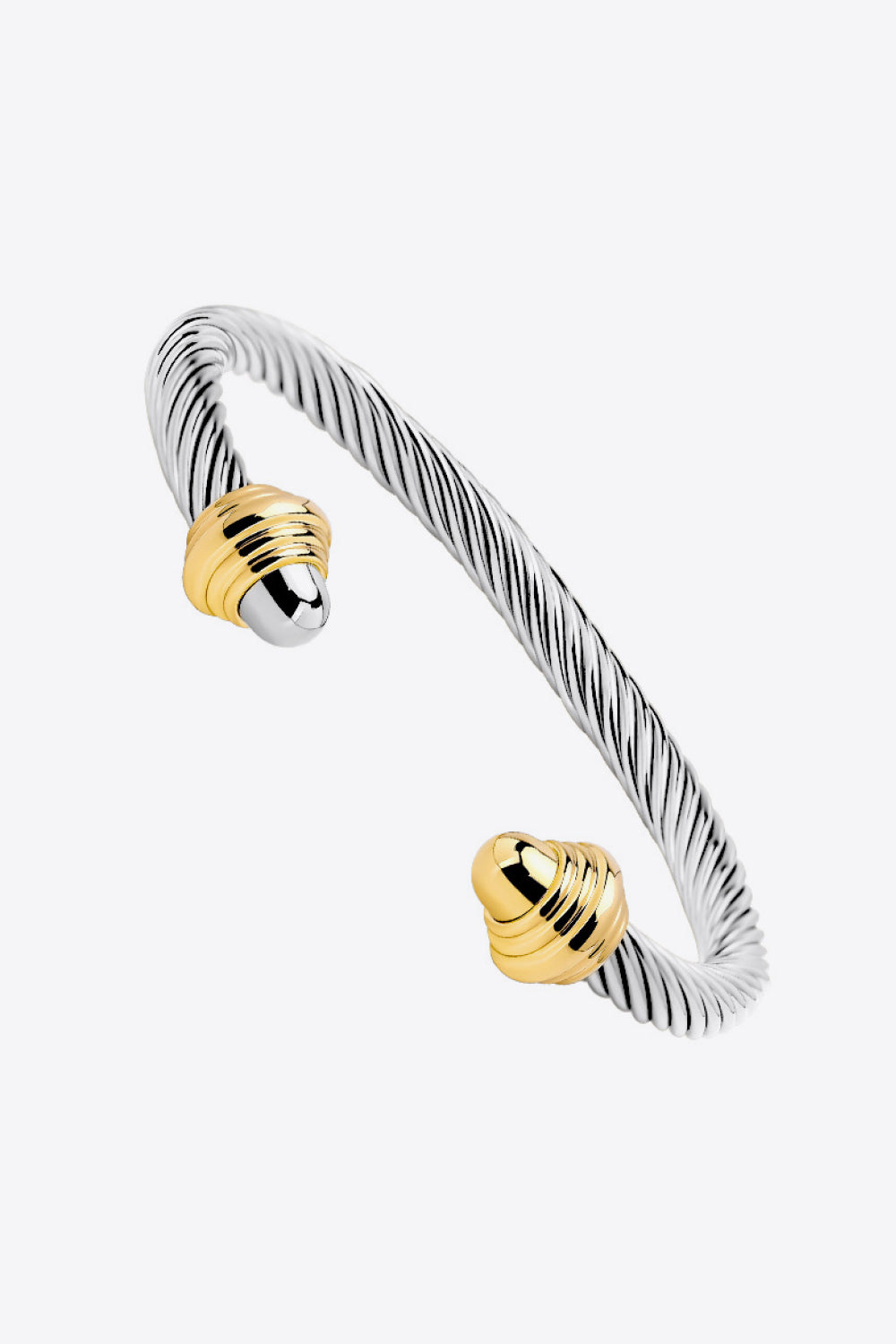 Stainless Steel Twisted Open Bracelet - Silver/Gold / One Size - T-Shirts - Bracelets - 4 - 2024