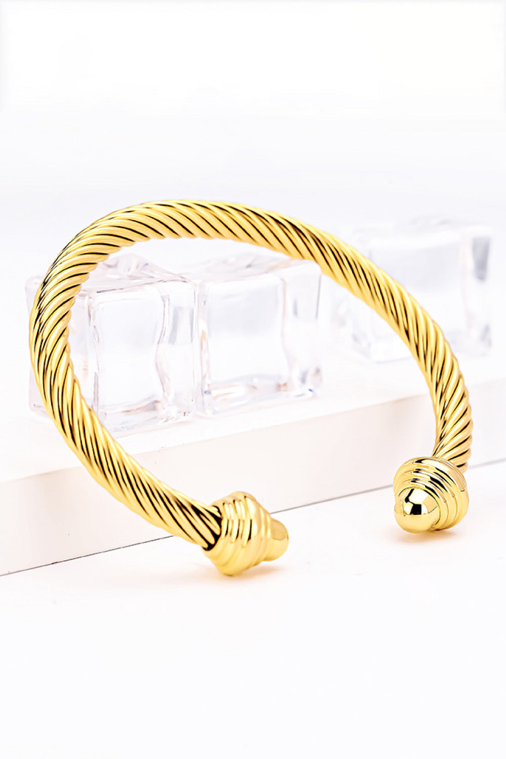 Stainless Steel Twisted Open Bracelet - Gold / One Size - T-Shirts - Bracelets - 1 - 2024