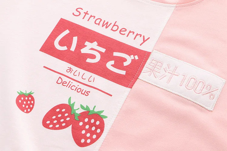 Strawberry Graphic T-Shirt for Women - Kawaii Harajuku Summer Tee - T-Shirts - Shirts & Tops - 5 - 2024
