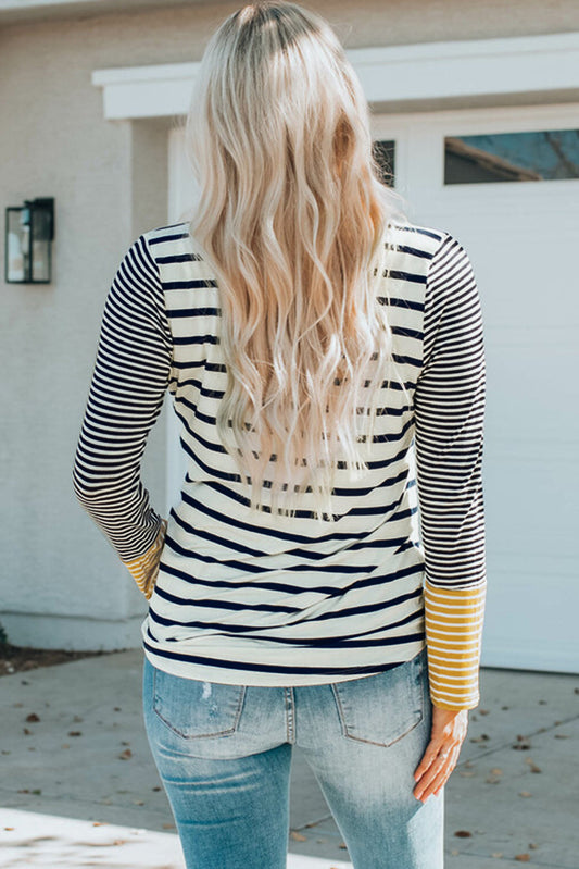 Striped Buttoned Long Sleeve Top - T-Shirts - Shirts & Tops - 2 - 2024