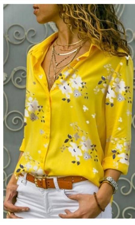 Summer Button Down Shirt - Yellow Floral / M - T-Shirts - Shirts & Tops - 27 - 2024