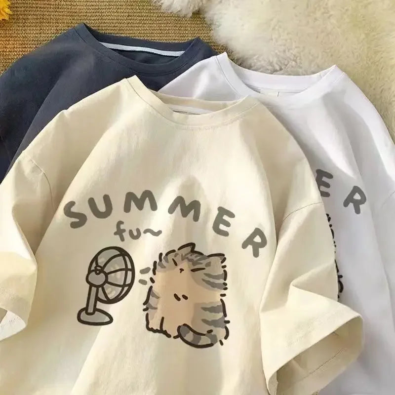 Summer Cool Cat Cotton T-shirt - T-Shirts - Shirts & Tops - 1 - 2024