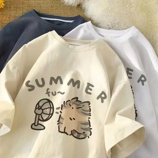 Summer Cool Cat Cotton T-shirt - T-Shirts - Shirts & Tops - 1 - 2024