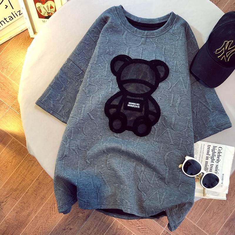 Teddy Bear Harajuku Tee - Gray / L - T-Shirts - Clothing - 24 - 2024