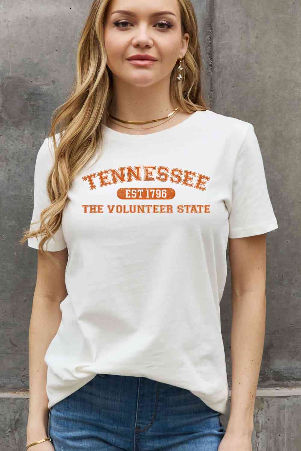 TENNESSEE EST 1796 THE VOLUNTEER STATE Graphic Cotton Tee - Bleach / S - T-Shirts - Shirts & Tops - 7 - 2024