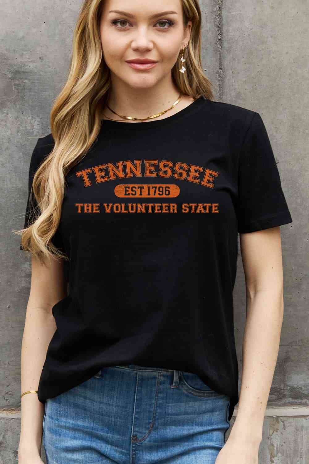 TENNESSEE EST 1796 THE VOLUNTEER STATE Graphic Cotton Tee - Black / S - T-Shirts - Shirts & Tops - 1 - 2024