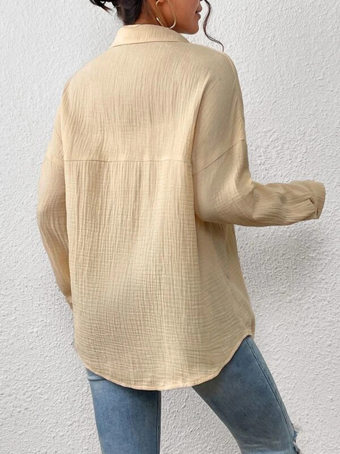 Textured Drop Shoulder Shirt Jacket - T-Shirts - Coats & Jackets - 12 - 2024