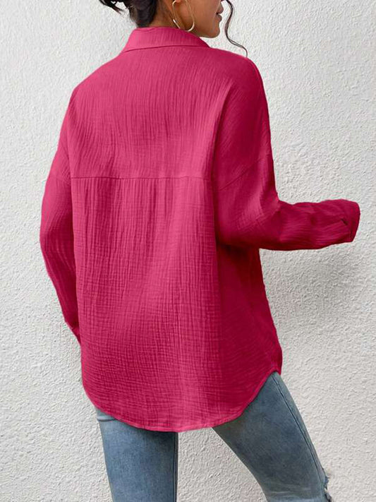 Textured Drop Shoulder Shirt Jacket - T-Shirts - Coats & Jackets - 2 - 2024