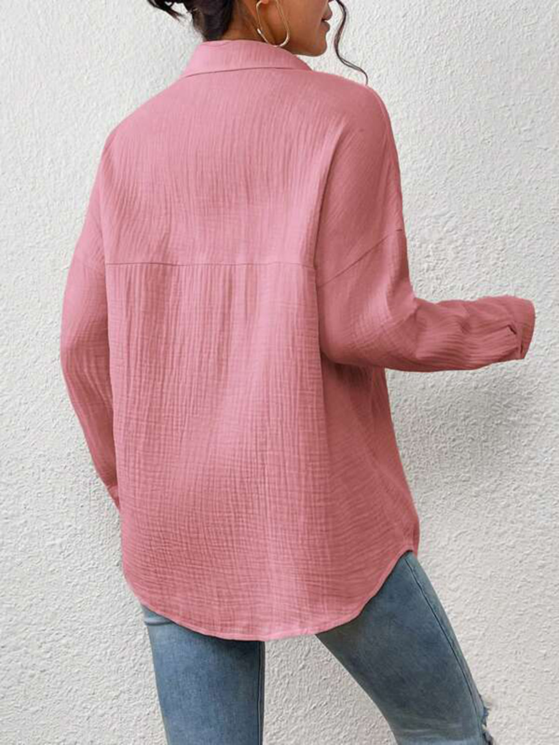 Textured Drop Shoulder Shirt Jacket - T-Shirts - Coats & Jackets - 6 - 2024