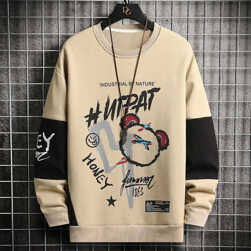 Urban Artistry Sweatshirt – Graffiti Bear Oversized Crewneck - Khaki / 3XL - T-Shirts - Clothing Tops - 2 - 2024