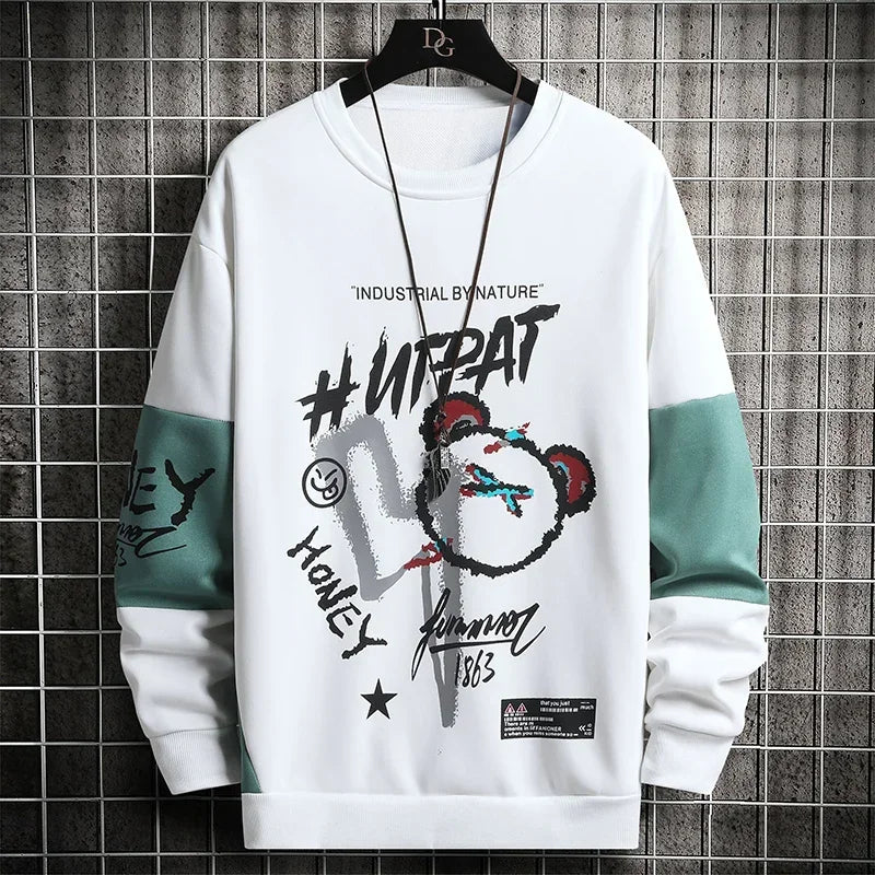 Urban Artistry Sweatshirt – Graffiti Bear Oversized Crewneck - White / S - T-Shirts - Clothing Tops - 1 - 2024