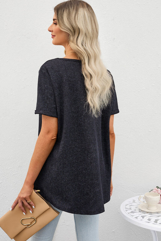 V-Neck Dropped Shoulder Tunic Top - T-Shirts - Shirts & Tops - 2 - 2024