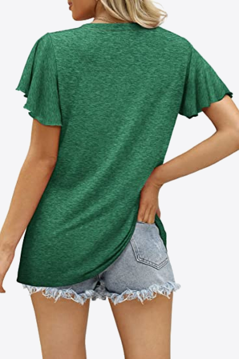 V-Neck Flutter Sleeve Tee Shirt - T-Shirts - Shirts & Tops - 18 - 2024