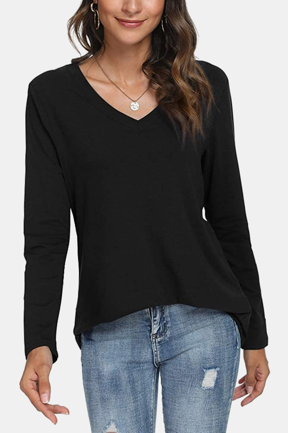 V-Neck Long Sleeve T-Shirt - T-Shirts - Shirts & Tops - 2 - 2024