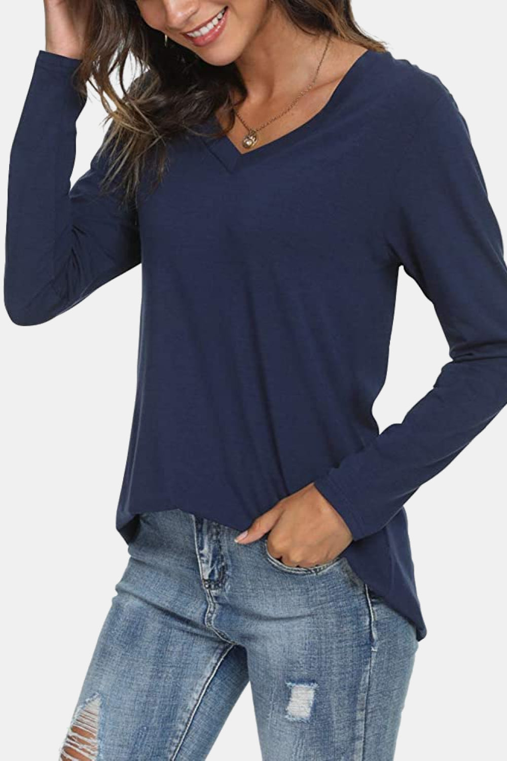 V-Neck Long Sleeve T-Shirt - T-Shirts - Shirts & Tops - 14 - 2024